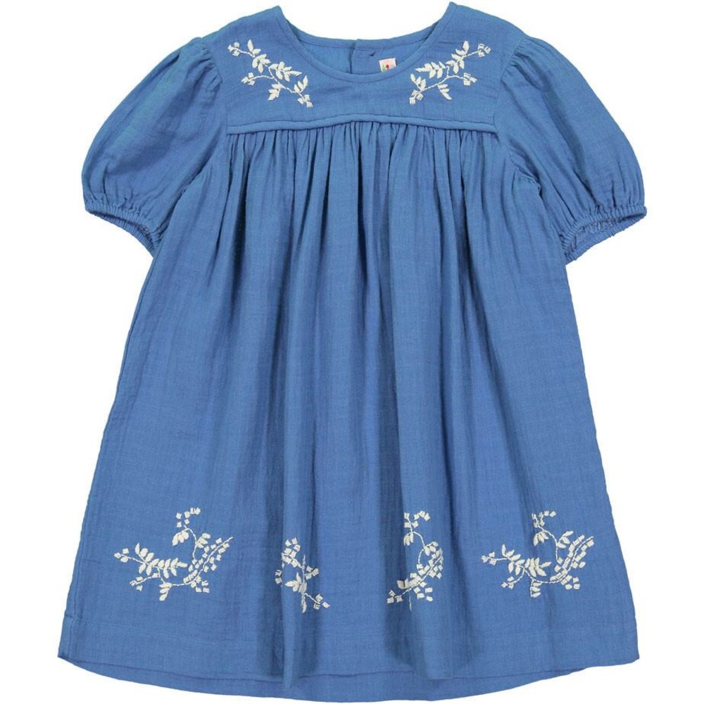 Bonpoint Embroidered Dress Blue with White Flowers